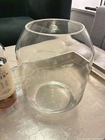 Clear heavy glass vase front view