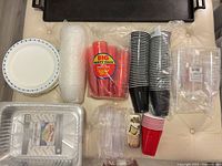 All disposable items laid out on surface
