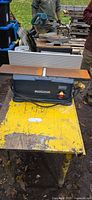 Front view of Mastercraft benchtop planer-jointer on table
