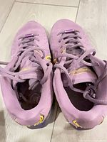 Top view of both sneakers showing laces, tongues, and interior branding