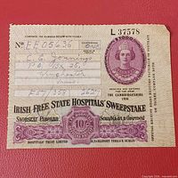 Front of ticket showing full design, serial number, denomination and addressee boxes