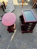 Top view oval and rectangular tables side by side