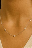 Necklace worn on model displaying spacing and style