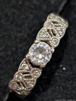 Top view showing center CZ and filigree band