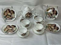Entire 17-piece miniature tea set displayed