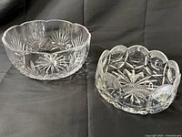 Both crystal bowls side by side showing comparative size and patterns