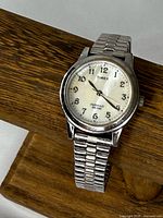 Front view of Timex watch on stand