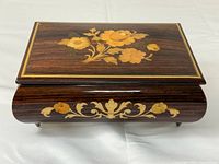 Top view closed showing floral inlay