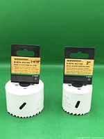 Front view of both hole saws showing sizes and packaging