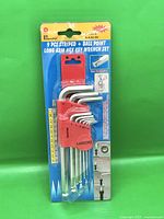 Front of sealed LeMore 9-piece hex key wrench set on blister card