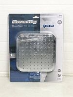 Front view of packaged StreamWay 8-inch square showerhead