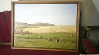 Framed landscape painting front view