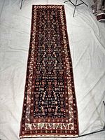 Full length view of Hamedan wool runner rug