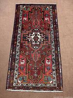Full view of Zanjan rug showing entire pattern and borders
