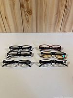 All six pairs arranged on table