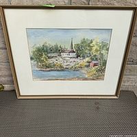 Full view of framed watercolour painting