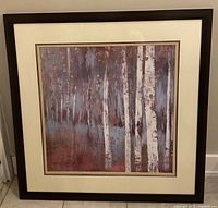 Full view of framed artwork with matting and frame