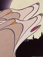 Close-up of wolf imagery in the print