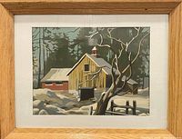 Full view of framed painting with mat and frame