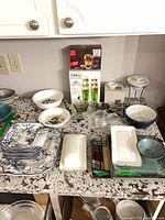 Overall lot with plates, bowls, trays, teapot, Libbey glass set