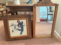 Mirror and artwork side by side to show size and frame style