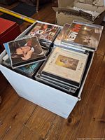 Overview of box showing assorted CDs