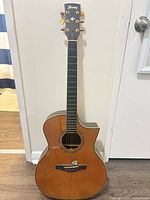Front view of Ibanez acoustic-electric cutaway guitar