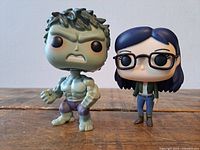 Front view of Hulk and Diane Nguyen Funko Pop figures