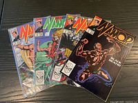 All four bagged Namor comics fanned out