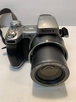 Front view of Sony Cyber-shot camera with lens extended