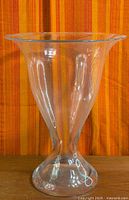 Full view of clear glass vase showing shape and clarity