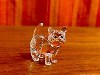Front angled view of Swarovski crystal cat figurine
