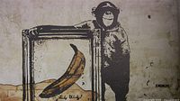 Full view of Banksy Monkey with Banana canvas print