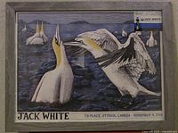 Full view of framed Jack White poster with ticket stub