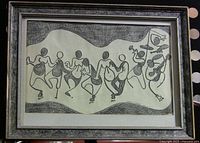 Full view of framed lithograph Ragtime showing frame and artwork