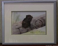 Full view of framed print showing matting and silver frame