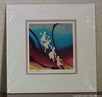 Full view of mounted batik artwork with mat