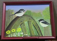Framed folk art painting front view