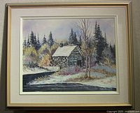 Framed oil painting showing full composition