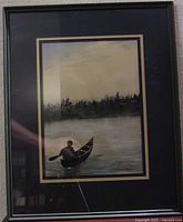 Full view of framed watercolour in black frame