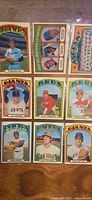 All nine 1972 Topps baseball cards in sleeve