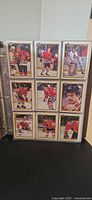 Full binder page showing nine 1990 Bowman Tiffany Chicago Blackhawks cards