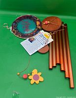 Full view of wind chime components laid out