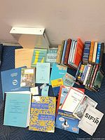 Overhead view of entire lot showing variety of Turkish and English books