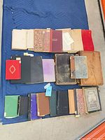 All volumes laid out showing bindings and sizes