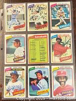 Nine cards displayed in 3x3 sleeve showing fronts