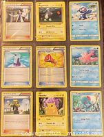 Front view of all 9 Pokémon cards in sleeve