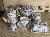 Frontal view of entire set showing pattern and item assortment