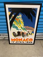 Full view of framed Monaco 1932 poster