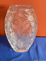 Front view of clear cut crystal vase